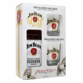 Бърбън Джим Бийм White + 2 чаши 700мл 40%